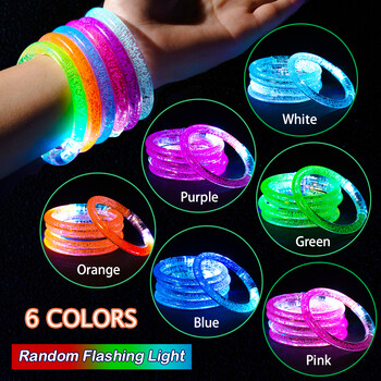 12/30 τεμ. Βραχιόλια LED Glow Bangle Light Up Wristbands Glow in The Dark Προμήθειες για πάρτι Νέον βραχιόλι για παιδιά ενήλικες