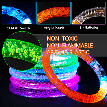 12/30 τεμ. Βραχιόλια LED Glow Bangle Light Up Wristbands Glow in The Dark Προμήθειες για πάρτι Νέον βραχιόλι για παιδιά ενήλικες