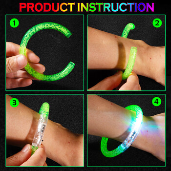 12/30 τεμ. Βραχιόλια LED Glow Bangle Light Up Wristbands Glow in The Dark Προμήθειες για πάρτι Νέον βραχιόλι για παιδιά ενήλικες