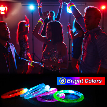 12/30 τεμ. Βραχιόλια LED Glow Bangle Light Up Wristbands Glow in The Dark Προμήθειες για πάρτι Νέον βραχιόλι για παιδιά ενήλικες