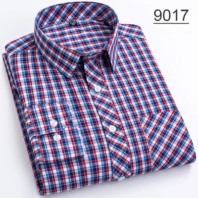 Νέο σε πουκάμισο πάνω από το μέγεθος 8XL100% βαμβακερά μακρυμάνικα πουκάμισα για άνδρες σε λεπτή εφαρμογή casual απλό πουκάμισο λεπτό καρό ρούχα Χαβάης