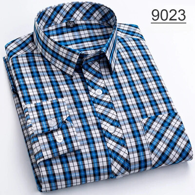 Νέο σε πουκάμισο πάνω από το μέγεθος 8XL100% βαμβακερά μακρυμάνικα πουκάμισα για άνδρες σε λεπτή εφαρμογή casual απλό πουκάμισο λεπτό καρό ρούχα Χαβάης