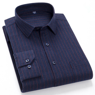 Tiszta pamut férfi kockás ing hosszú ujjú, normál szabású férfi alkalmi nagyméretű ing Szabadidő Őszi férfi blúz Új, nagy méret