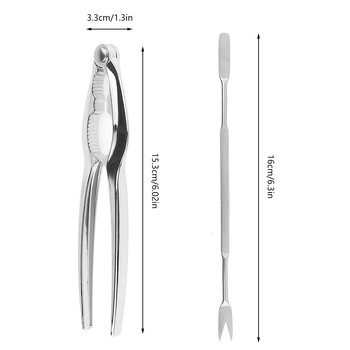 Комплект инструменти за морски дарове Черупка за крака с 6 бр. Вилици от неръждаема стомана и 3 бр. Омар от раци от цинкова сплав Черупчести мекотели Комплект отварачка за крака на омар