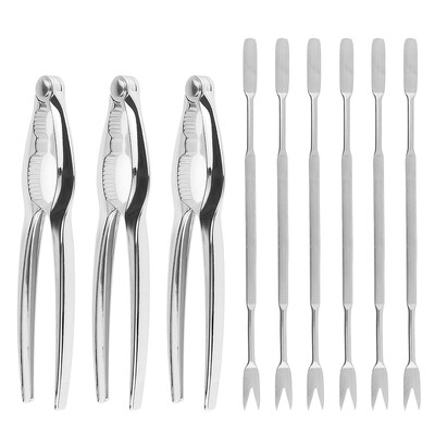 Jūros gėrybių įrankių rinkinys Kojų lukštenimas su 6 vnt nerūdijančio plieno šakėmis ir 3 vnt cinko lydinio omarų krabų vėžiagyvių omarų kojų atidarytuvų rinkinys