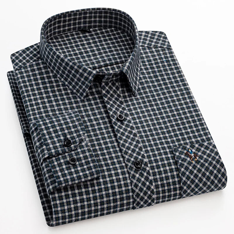 Ανδρικά φανελένια πουκάμισα Βαμβακερά καρό μακρυμάνικα casual vintage ανδρικά ενδύματα χειμερινά καθημερινά Μεγάλο μέγεθος Business Smart dress πουκάμισα