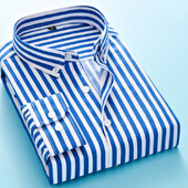 Ανδρικό 2024 Business Casual μακρυμάνικο πουκάμισο Ανδρικό πουκάμισο M- 5XL Plus Size Κλασικό ριγέ ανδρικό πουκάμισο κοινωνικό φόρεμα