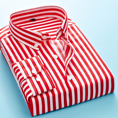 Ανδρικό 2024 Business Casual μακρυμάνικο πουκάμισο Ανδρικό πουκάμισο M- 5XL Plus Size Κλασικό ριγέ ανδρικό πουκάμισο κοινωνικό φόρεμα