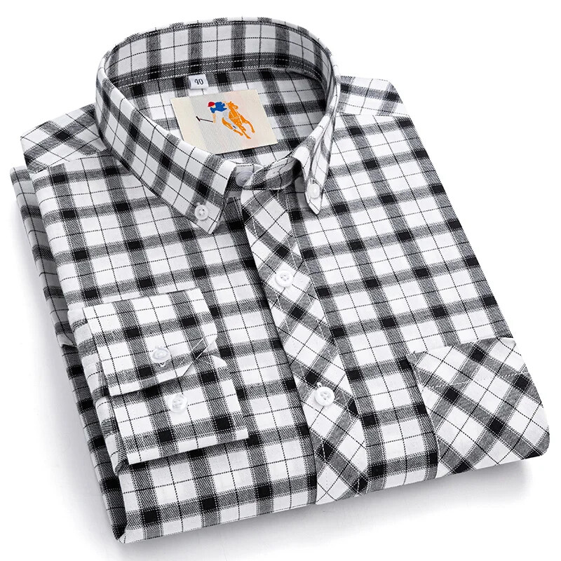 Βαμβακερά ριγέ καρό μακρυμάνικα πουκάμισα Νέο σχέδιο σε συν μέγεθος Καλοκαιρινή μόδα Casual ρούχα Ανδρικά πουκάμισα έξυπνα φορέματα