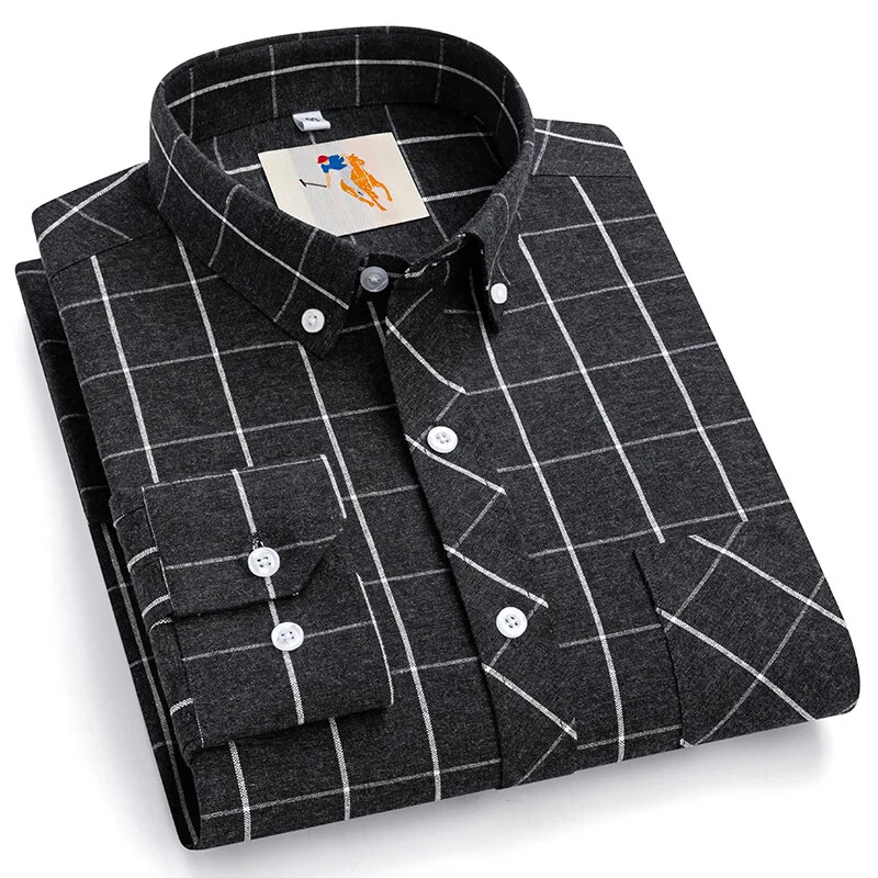 Βαμβακερά ριγέ καρό μακρυμάνικα πουκάμισα Νέο σχέδιο σε συν μέγεθος Καλοκαιρινή μόδα Casual ρούχα Ανδρικά πουκάμισα έξυπνα φορέματα