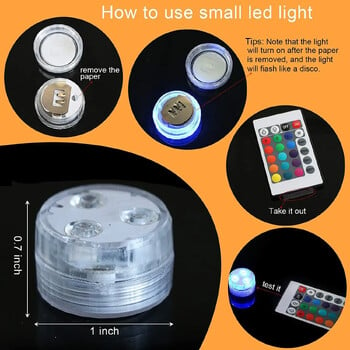 Mini Submersible Lights Remote Control 3LED 24-key Battery Light Μπανιέρα Pool Pool Light