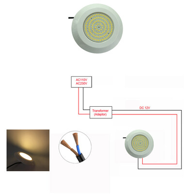 LED IP68 baseina vieta 12W plāns plastmasas sveķu pildījums DC12V RGB daudzkārtējas sinhronizācijas zemūdens apgaismojums IP68 silts balts zils auksts auksts balts