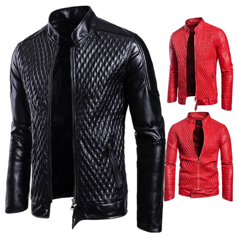 Νέα μπουτίκ ροκ απόδοσης ρούχα εξατομικευμένα rhombus PU δερμάτινο μπουφάν ανδρικό δερμάτινο μπουφάν μοτοσικλέτας 2023 φθινόπωρο και wi