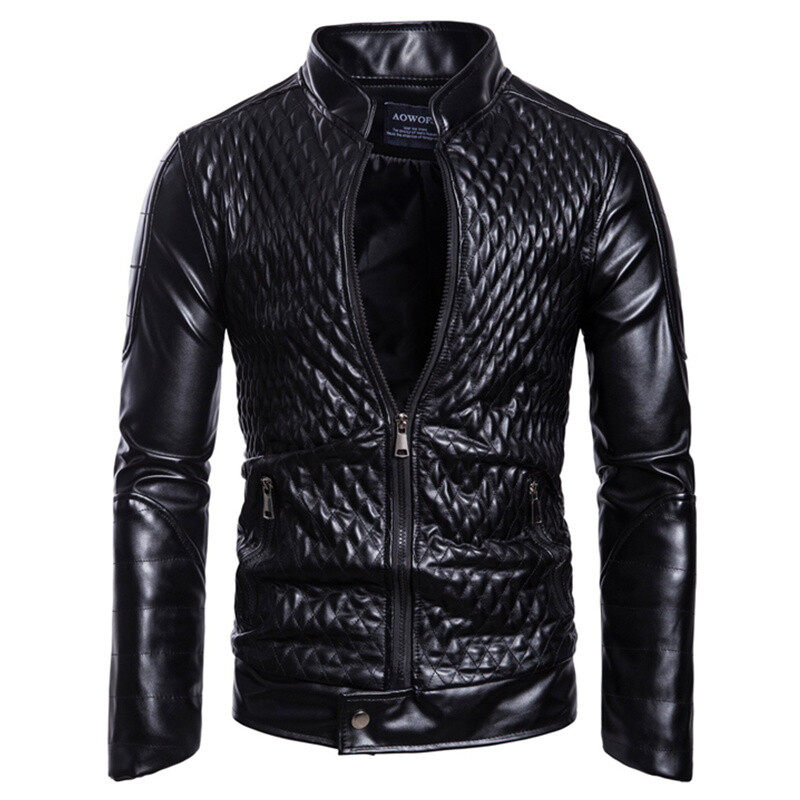 Νέα μπουτίκ ροκ απόδοσης ρούχα εξατομικευμένα rhombus PU δερμάτινο μπουφάν ανδρικό δερμάτινο μπουφάν μοτοσικλέτας 2023 φθινόπωρο και wi
