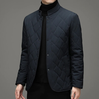 Minglu őszi téli férfi dzsekik állógallér egyszínű rombusz varrás alkalmi férfi kabátok egysoros férfi dzsekik 4XL
