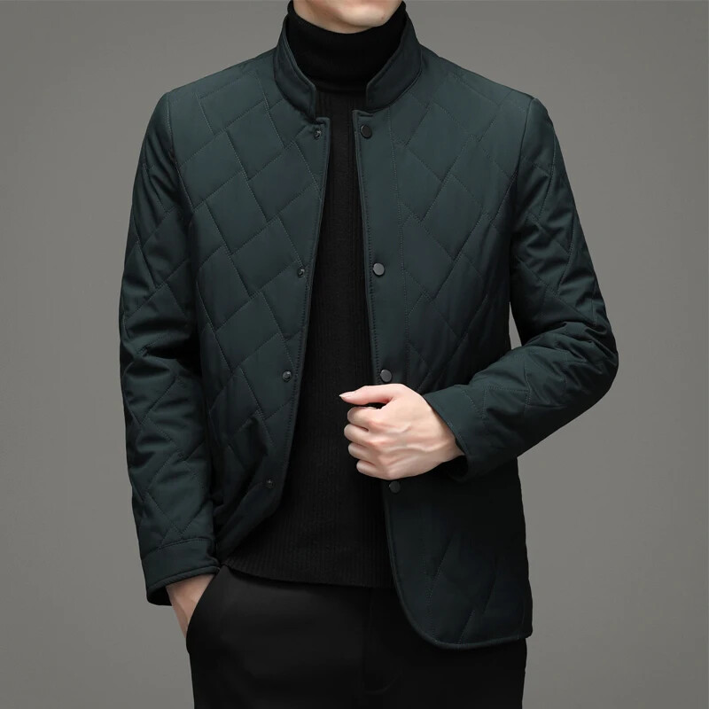 Minglu őszi téli férfi dzsekik állógallér egyszínű rombusz varrás alkalmi férfi kabátok egysoros férfi dzsekik 4XL