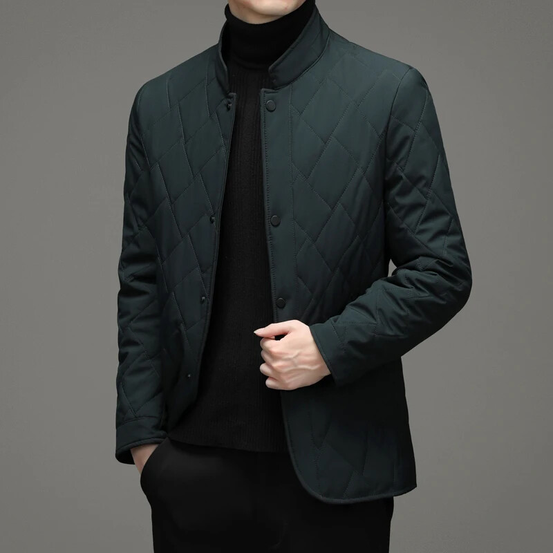 Minglu őszi téli férfi dzsekik állógallér egyszínű rombusz varrás alkalmi férfi kabátok egysoros férfi dzsekik 4XL