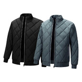 Téli dzseki férfi baseballgallér Parkas Plus Thicken Warm Rhombus Lattice alkalmi Parka Bomber dzseki Férfi párnázott kabát plus size