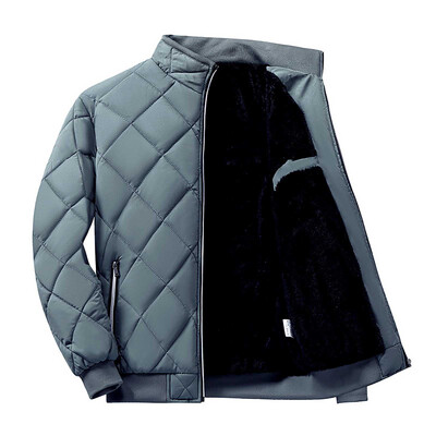 Téli dzseki férfi baseballgallér Parkas Plus Thicken Warm Rhombus Lattice alkalmi Parka Bomber dzseki Férfi párnázott kabát plus size
