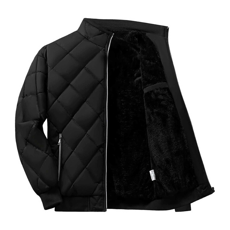 Téli dzseki férfi baseballgallér Parkas Plus Thicken Warm Rhombus Lattice alkalmi Parka Bomber dzseki Férfi párnázott kabát plus size