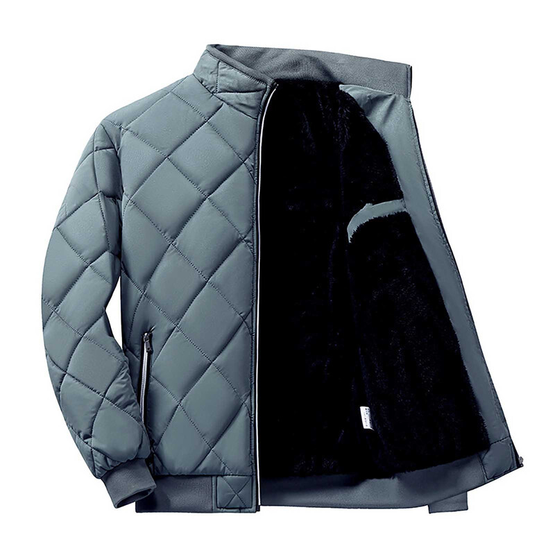 Téli dzseki férfi baseballgallér Parkas Plus Thicken Warm Rhombus Lattice alkalmi Parka Bomber dzseki Férfi párnázott kabát plus size