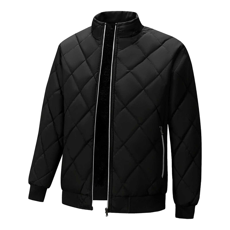 Téli dzseki férfi baseballgallér Parkas Plus Thicken Warm Rhombus Lattice alkalmi Parka Bomber dzseki Férfi párnázott kabát plus size