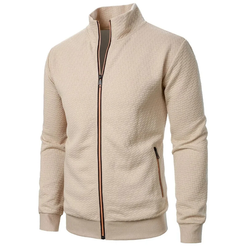 Ανοιξιάτικο φθινοπωρινό φερμουάρ Outwera για άντρες Stand Γιακά Ανδρικό παλτό τζάκετ Casual Ζακάρ Αντίθεση Χρώμα Ζακέτα Ανδρικά Βασικά Μπουφάν