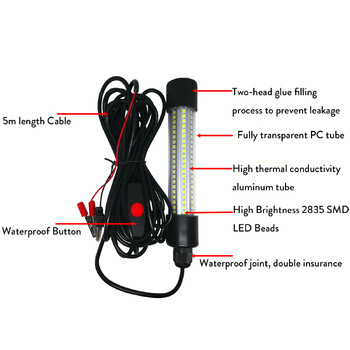 LED Υποβρύχιο Φωτιστικό Φωτιστικό 12V 1200LM Αδιάβροχο για Υποβρύχιο Νυχτερινό Ψαροκάικο Φωτισμός εξωτερικού χώρου Λευκό ζεστό πράσινο μπλε φώτα