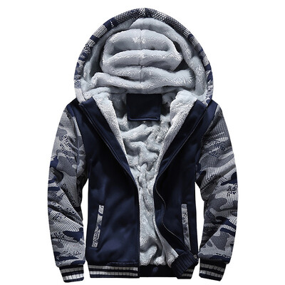 Jachetă pentru bărbați Camuflaj îngroșat Jachete de iarnă pentru bărbați Fleece Manecă lungă Bărbat Ocazional Hanorace Streetwear Mantoane pentru bărbați