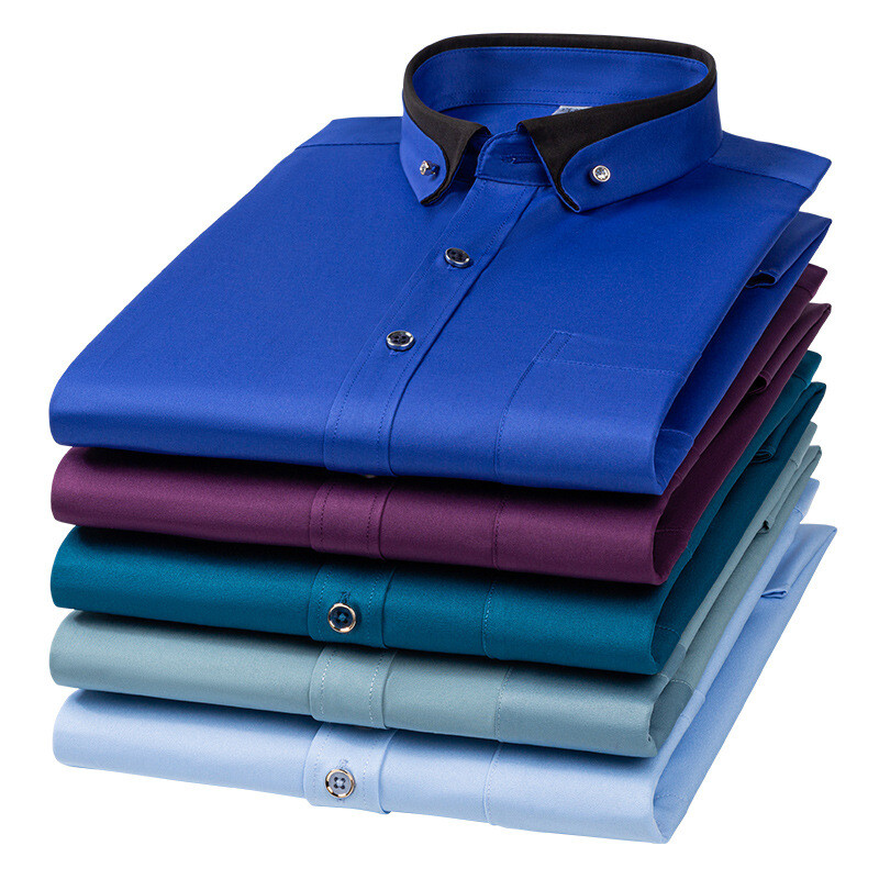 Για ανδρικά επαγγελματικά πουκάμισα ανδρικό επίσημο γιακά με κουμπιά Camisa Social Elastic Αντιρυτιδική τσέπη Casual ανδρικό πουκάμισο