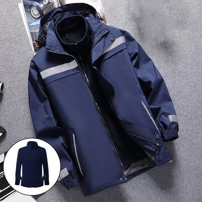 Fényvisszaverő kabát vízálló és meleg levehető gyapjú béléssel 3 az 1-ben Hi Vis szélálló munkaruházat férfi dzseki télre L-7XL