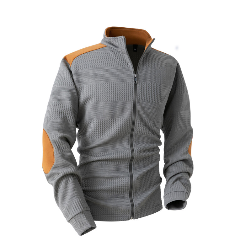 Ανδρικό μπουφάν Χειμερινό χοντρό κεντημένο γιακά με φερμουάρ Μονόχρωμο Μόδα Casual ζεστά άνετα μακρυμάνικα μπλουζάκια