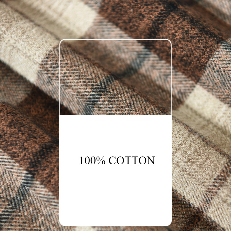 2024 Őszi Tél Új Laza Vintage Plaid 100% Pamut Férfi Ingek Ruházat Cargo Big Pockets Férfi ingek AZT724