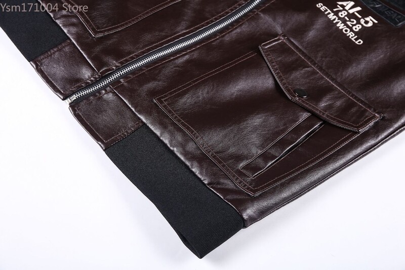 Téli férfi vastag meleg bőrkabát Luxus állvány gallér hímzés motoros kabát kabát férfi utcai divat trend PU kabát