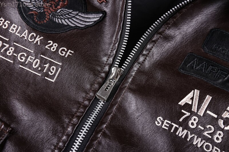 Téli férfi vastag meleg bőrkabát Luxus állvány gallér hímzés motoros kabát kabát férfi utcai divat trend PU kabát