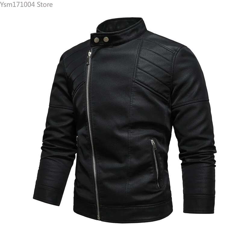 Ανδρικό τζάκετ PU Νέο ανοιξιάτικο και φθινόπωρο Ανδρική μοτοσικλέτα αναψυχής ραμμένο πέτο Ποδήλατο Ζεστή μάλλινη επένδυση Ανδρικό παλτό Μπουφάν Ευρωπαϊκού μεγέθους