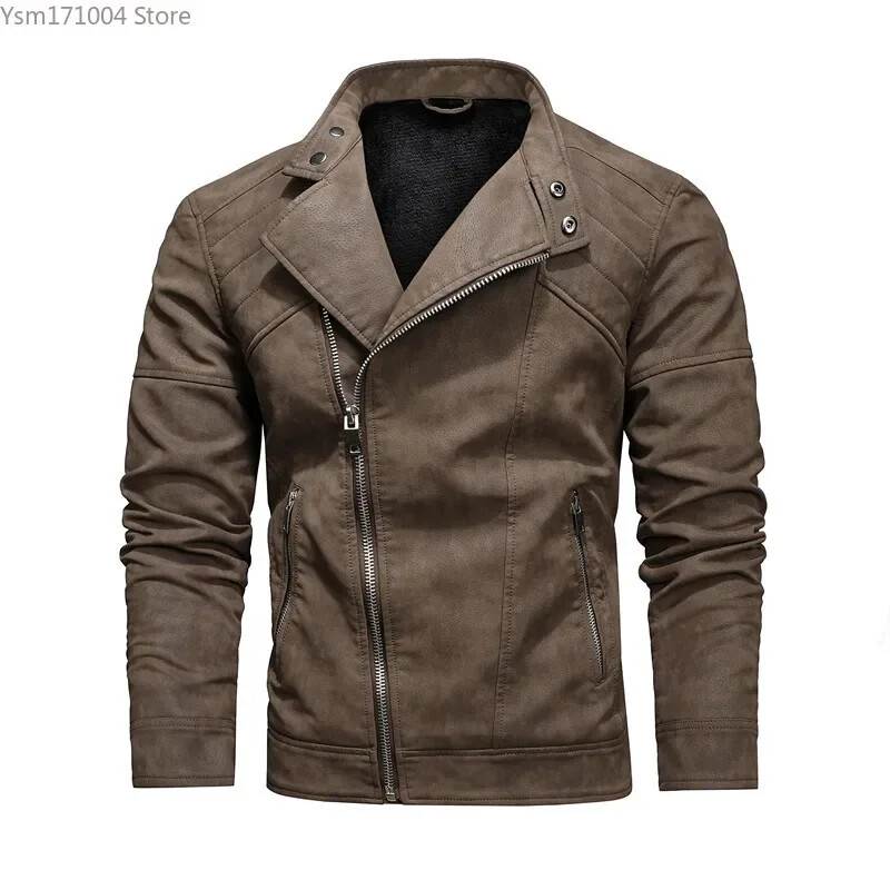Ανδρικό τζάκετ PU Νέο ανοιξιάτικο και φθινόπωρο Ανδρική μοτοσικλέτα αναψυχής ραμμένο πέτο Ποδήλατο Ζεστή μάλλινη επένδυση Ανδρικό παλτό Μπουφάν Ευρωπαϊκού μεγέθους