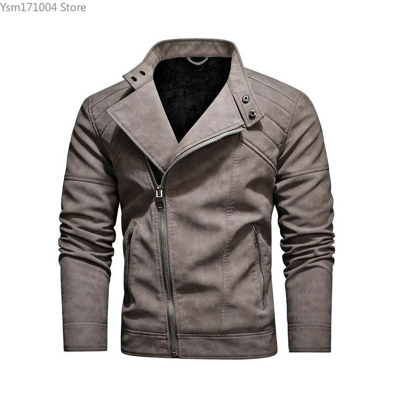 Ανδρικό τζάκετ PU Νέο ανοιξιάτικο και φθινόπωρο Ανδρική μοτοσικλέτα αναψυχής ραμμένο πέτο Ποδήλατο Ζεστή μάλλινη επένδυση Ανδρικό παλτό Μπουφάν Ευρωπαϊκού μεγέθους