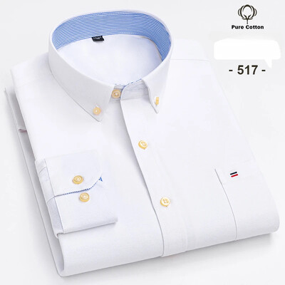 7XL méret feletti 100%Cotton Oxford hosszú ujjú ingek férfiaknak vékony szabású formális sima ing irodai fehér ruhák elegáns üzleti felsők