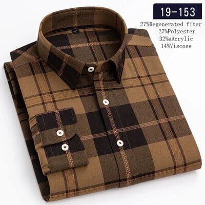 Új ingben luxus magas minőségű gyapjú hosszú ujjú ingek férfiaknak karcsú szabású lezser rugalmas ing kockás csíkos dizájner ruhák