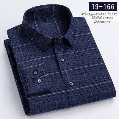 Új ingben luxus magas minőségű gyapjú hosszú ujjú ingek férfiaknak karcsú szabású lezser rugalmas ing kockás csíkos dizájner ruhák