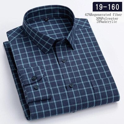 Új ingben luxus magas minőségű gyapjú hosszú ujjú ingek férfiaknak karcsú szabású lezser rugalmas ing kockás csíkos dizájner ruhák