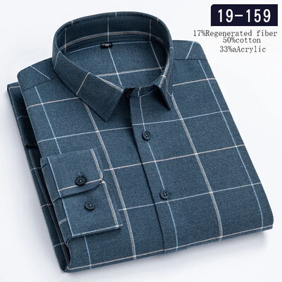 Új ingben luxus magas minőségű gyapjú hosszú ujjú ingek férfiaknak karcsú szabású lezser rugalmas ing kockás csíkos dizájner ruhák