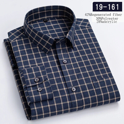 Új ingben luxus magas minőségű gyapjú hosszú ujjú ingek férfiaknak karcsú szabású lezser rugalmas ing kockás csíkos dizájner ruhák