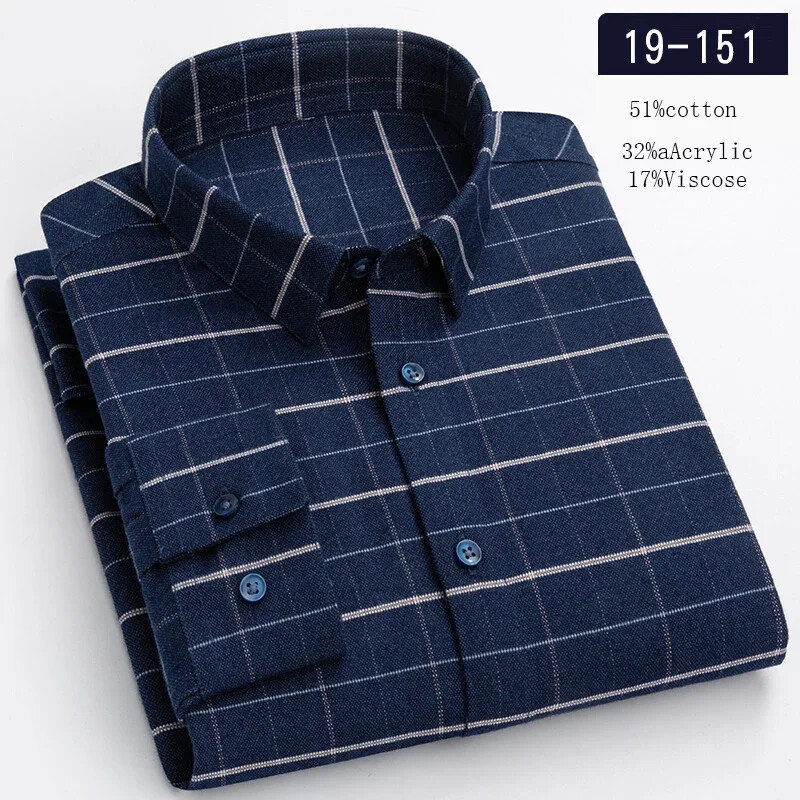 Új ingben luxus magas minőségű gyapjú hosszú ujjú ingek férfiaknak karcsú szabású lezser rugalmas ing kockás csíkos dizájner ruhák