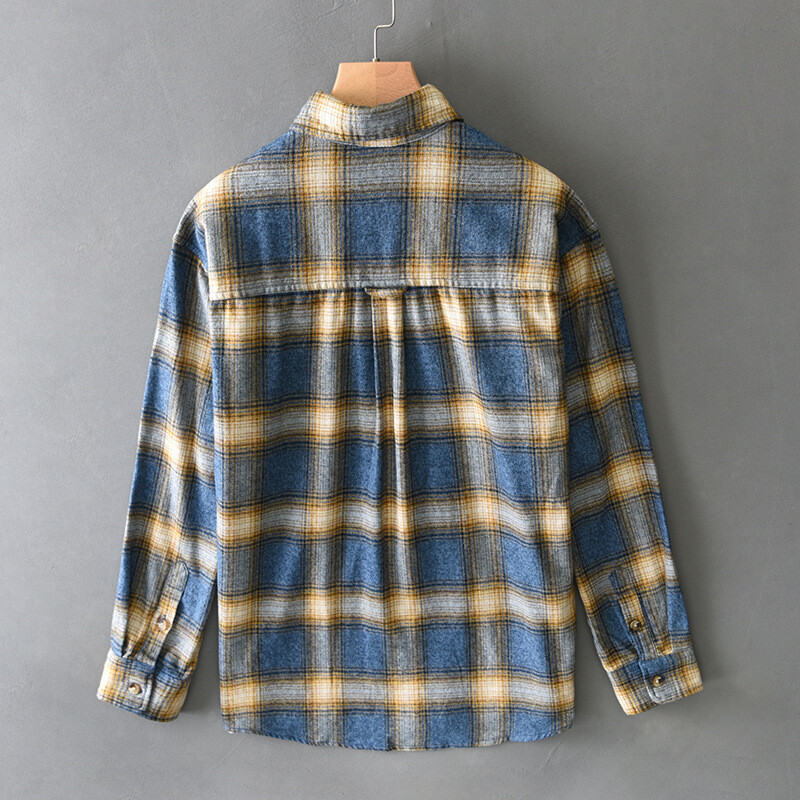 2024 őszi tél új alkalmi laza kockás 100% pamut ingek férfiaknak Ruházat Cargo Big Pockets Férfi ingek AZT725