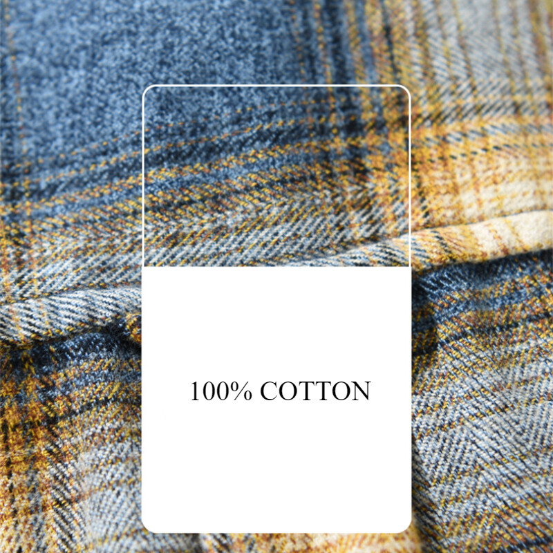 2024 őszi tél új alkalmi laza kockás 100% pamut ingek férfiaknak Ruházat Cargo Big Pockets Férfi ingek AZT725