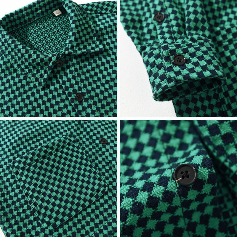 2024. gada rudens ziema Jauni brīvi rūtaini krekli vīriešiem Apģērbi Vintage lielas kabatas vīriešu krekli AZT739