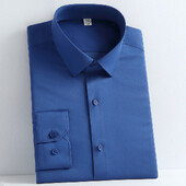 Vīriešu vienkrāsains krekls ar garām piedurknēm, pogāms, elpojošs, viegli izstiepts audums, bez grumbām.