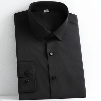 Vīriešu vienkrāsains krekls ar garām piedurknēm, pogāms, elpojošs, viegli izstiepts audums, bez grumbām.